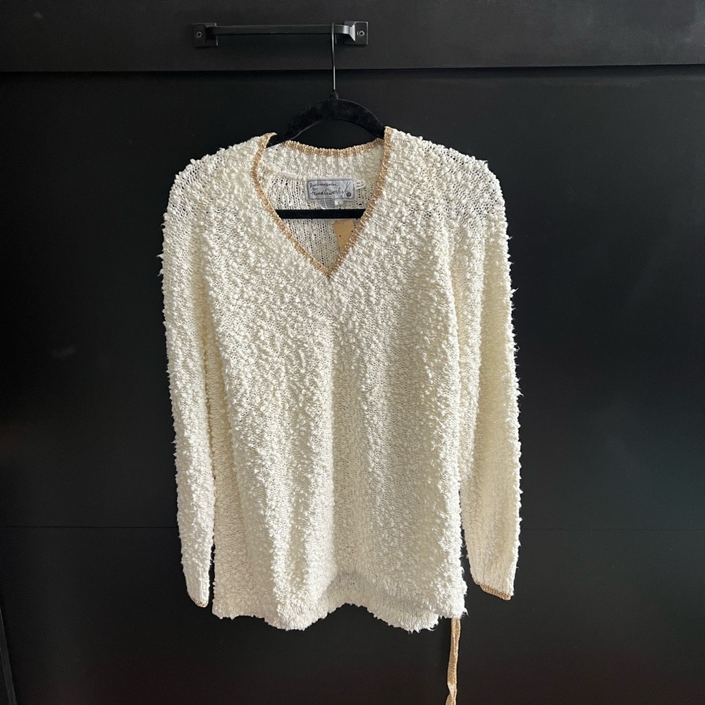 Elegant Cream V-Neck Sweater